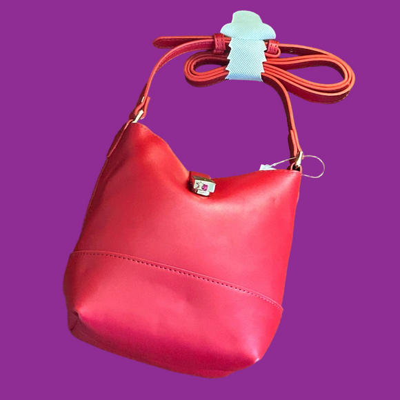 Old Navy Handbags - Red Hot Mini Bucket Bag New With Tags Crossbody Red Smooth Leather Look